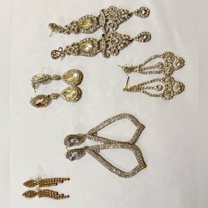 Vintage Elegant Gold and Silver Statement Earrings (5 Pack)